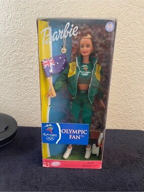 Barbie Green & Yellow Olympic Fan Doll with Australian Flag